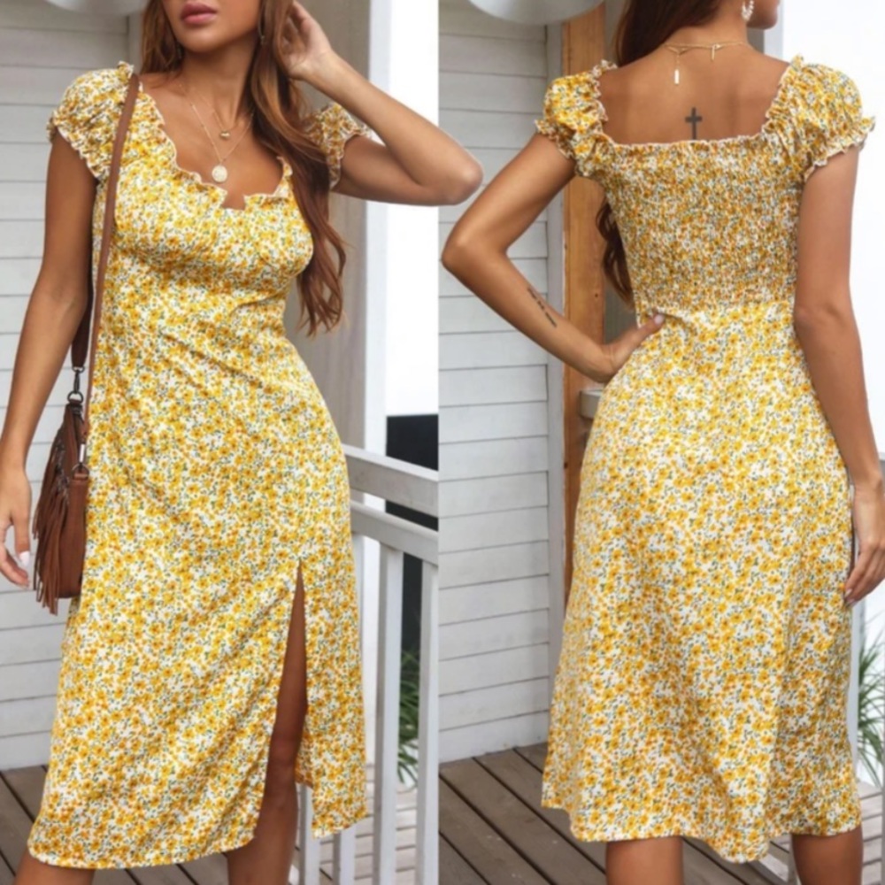 COPY - Boho Yellow midi dress